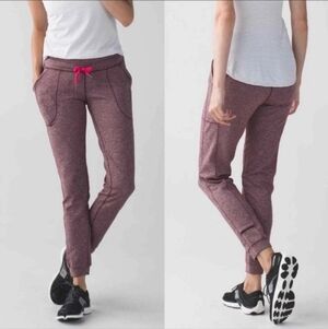 Lululemon Base Runner Jogger Sweatpants Rulu Heathered Bordeaux Drama Size 4